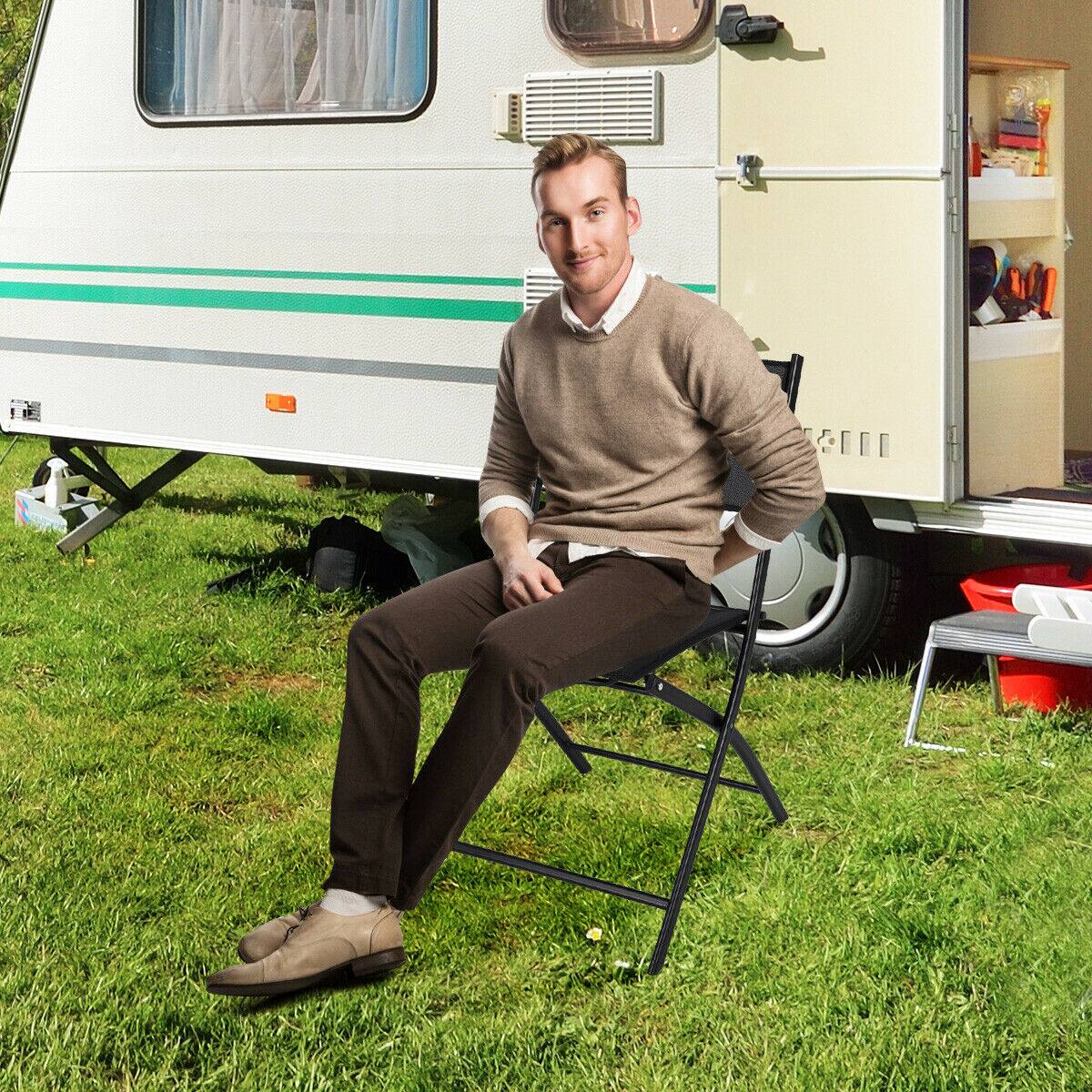 Alt View 4. Costway - Costway Set of 4 Outdoor Patio Folding Chairs Camping Deck Garden Pool Beach Furniture - Black.