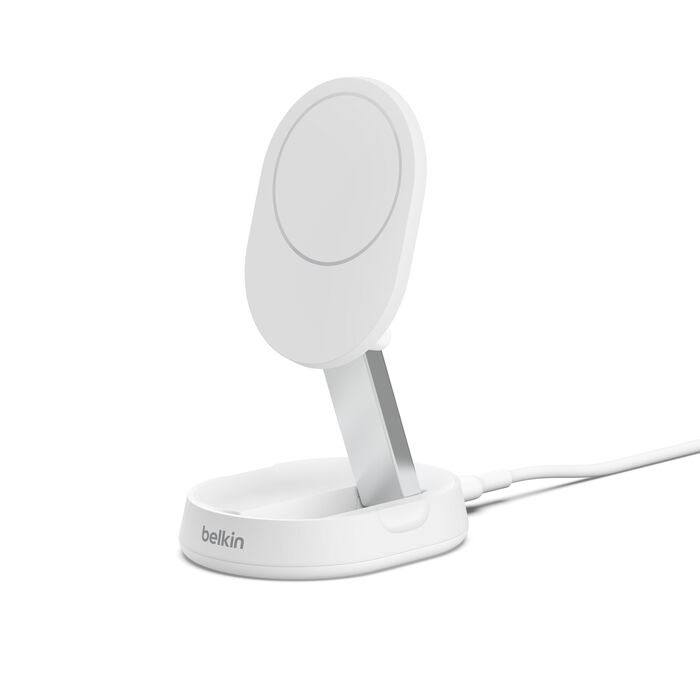 Left. Belkin - BoostCharge Pro Convertible Magnetic Wireless Charging Stand with Qi2 15W - White.