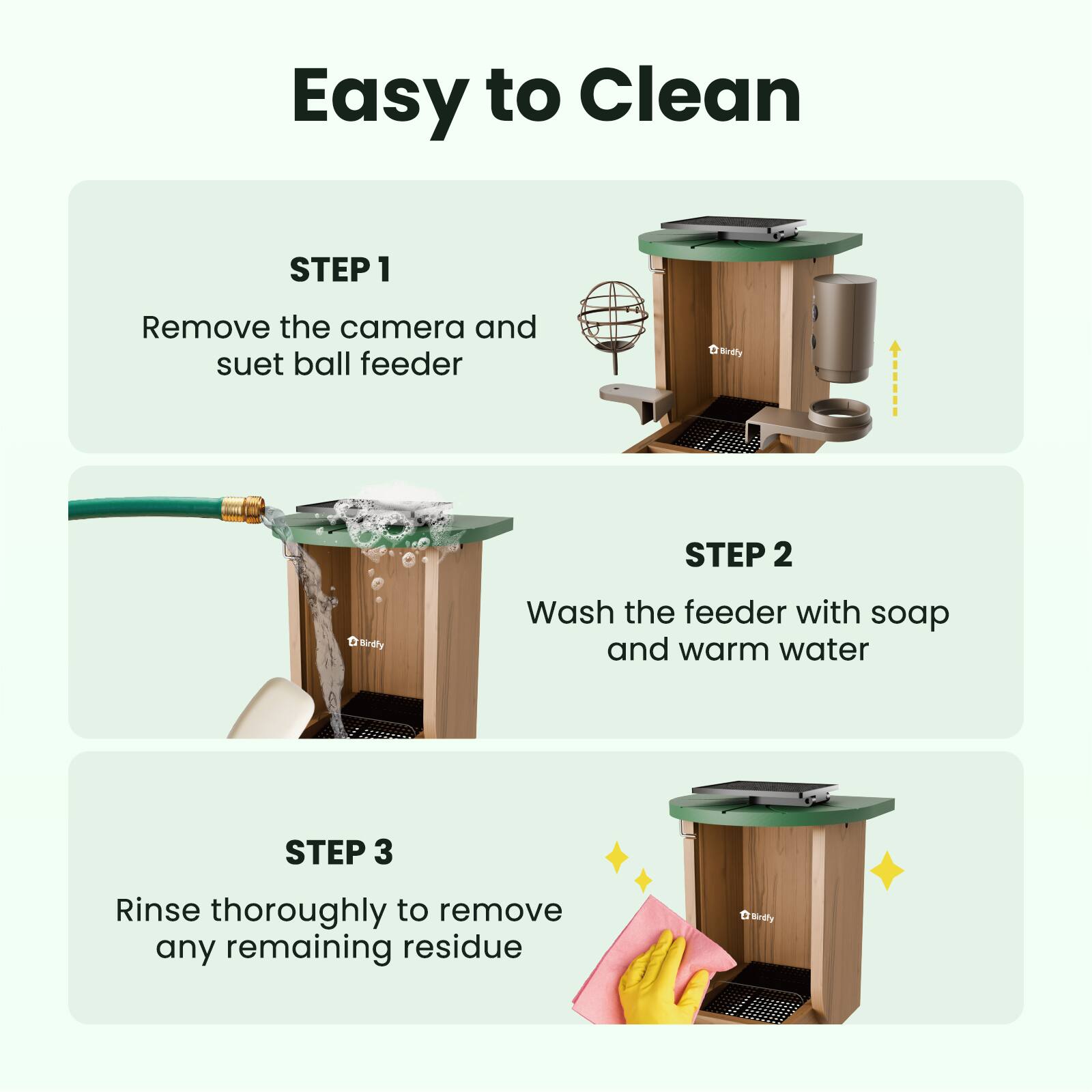 Alt View 8. BIRDFY - Smart Bird Feeder Cedar D with Solar Panel, 1080P Camera, Lifetime Free AI Bird ID, Slow Motion, Night Vision, Durable - Brown.