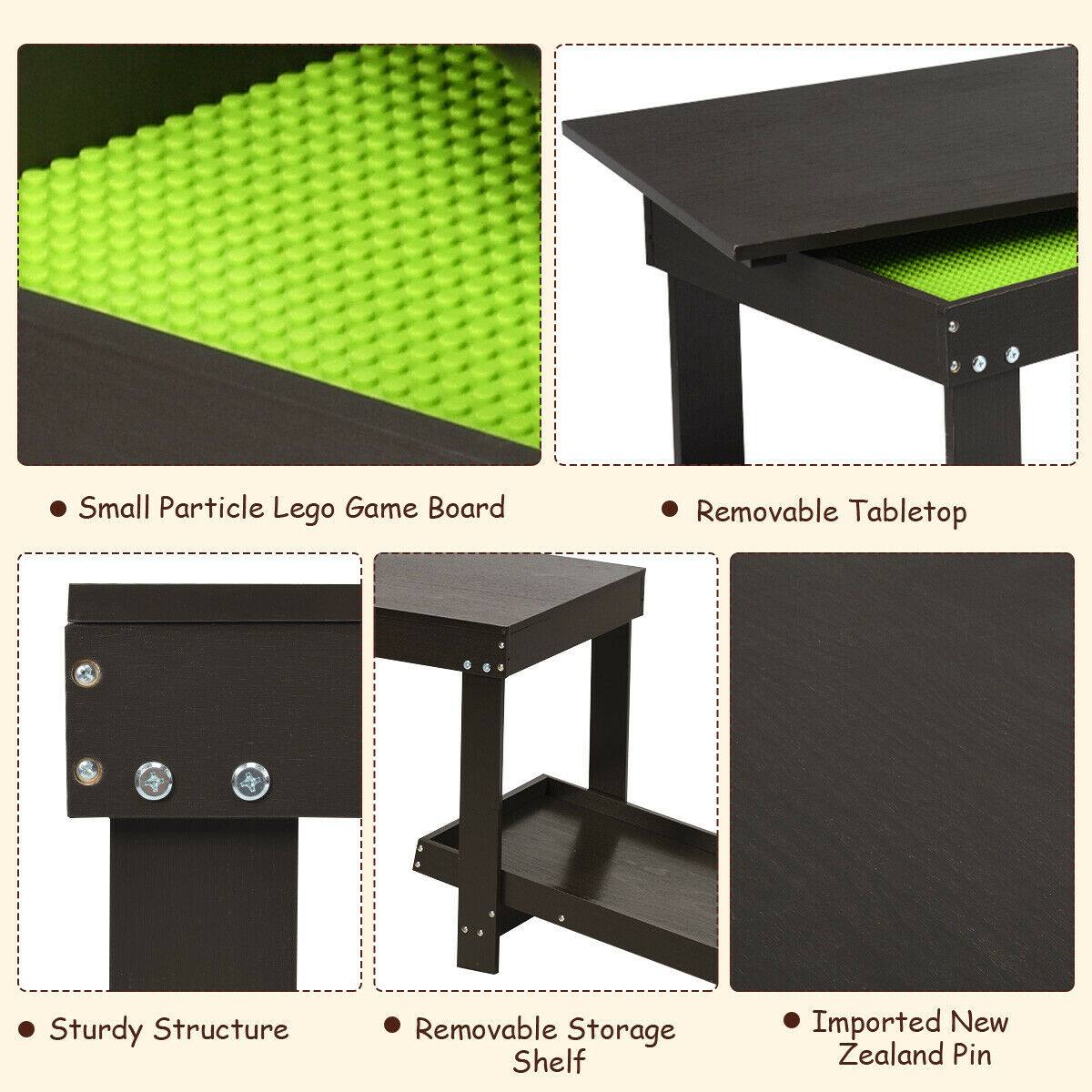 - Small Particle Lego Game Board
- Removable Tabletop
- Sturdy Structure
- Removable Storage Shelf
- Imported New Zealand Pin
