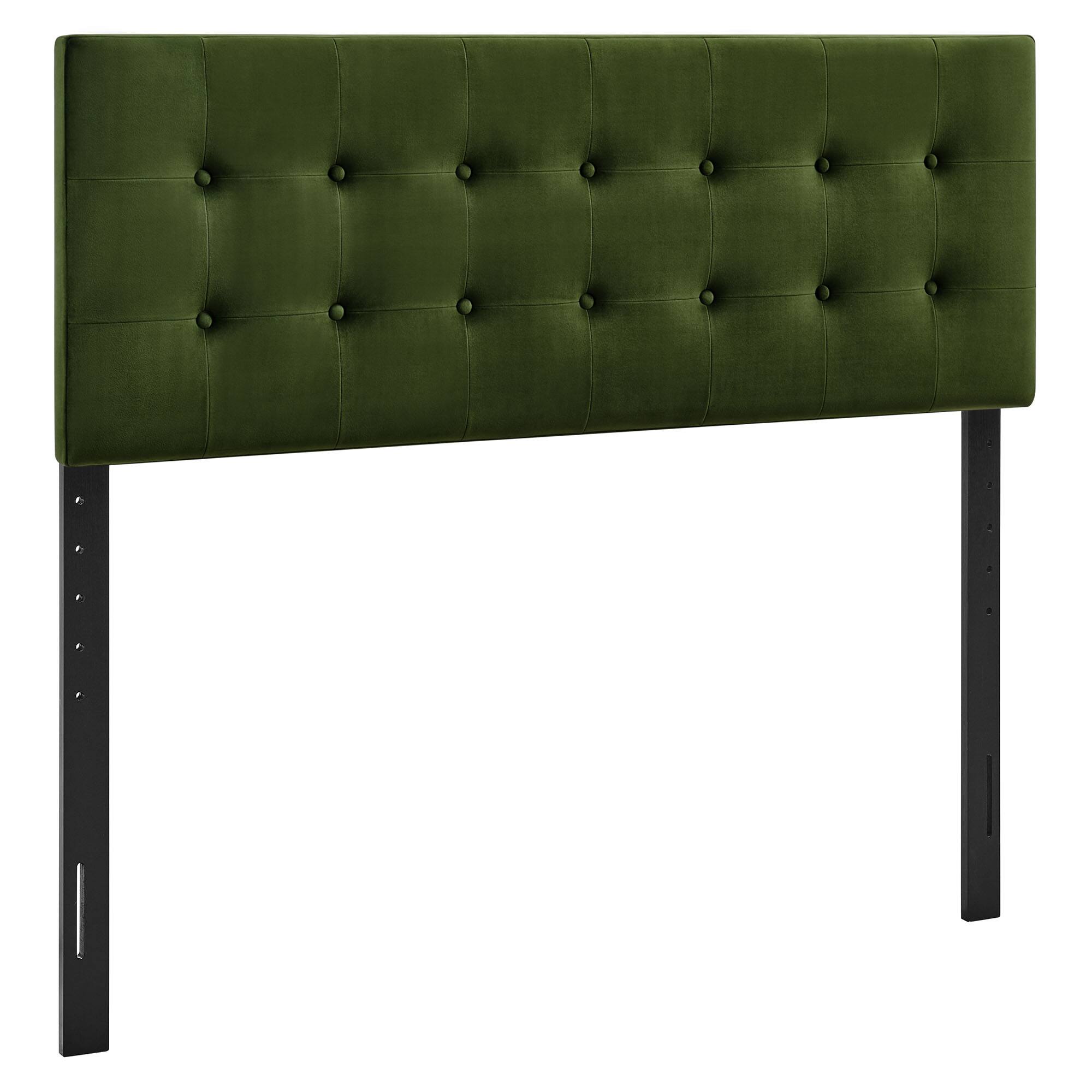 Angle. Modway - Emily Stain-Resistant Performance Velvet Full Size Headboard - Moss Green.