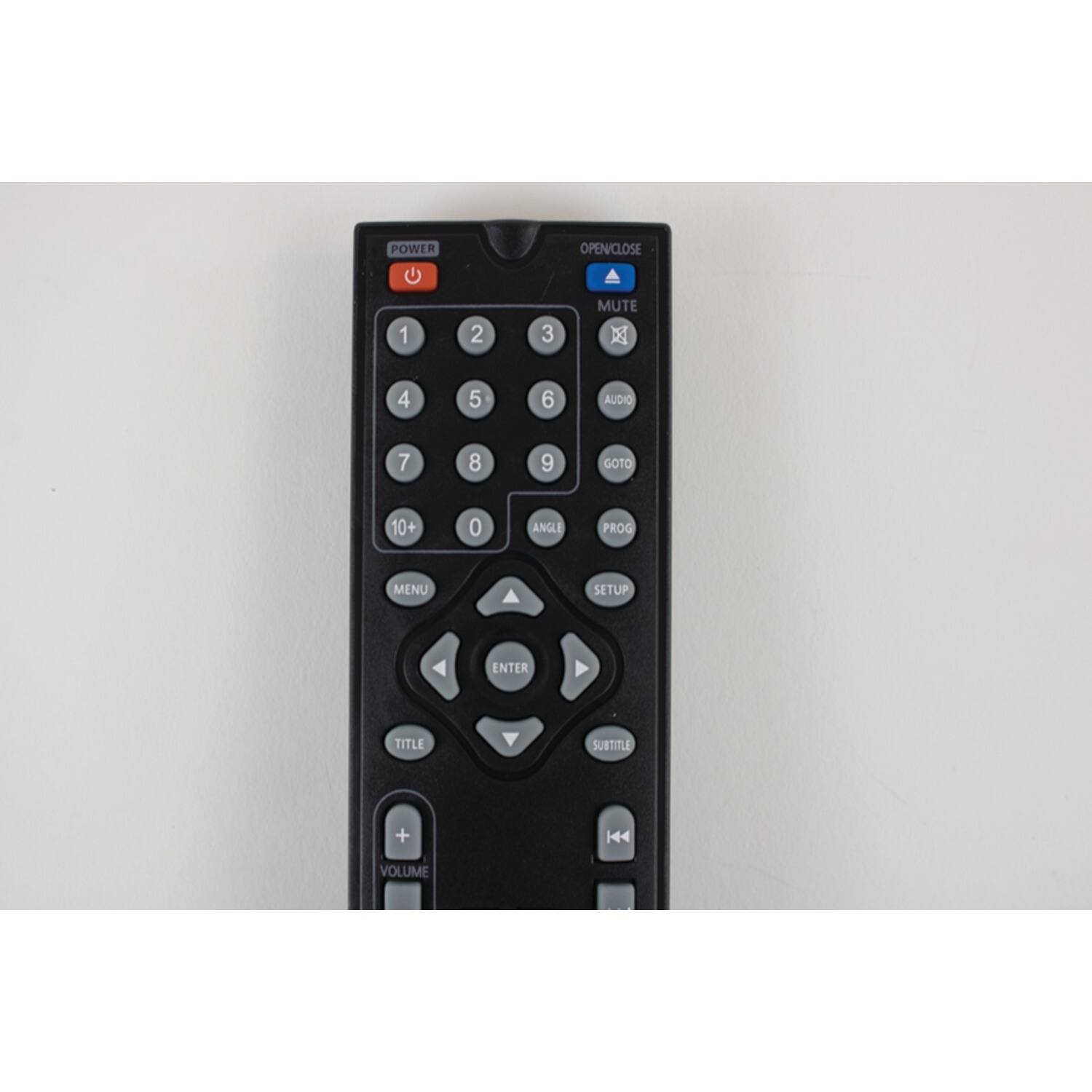 POWER OPEN/CLOSE  
1 2 3 MUTE  
4 5 6 AUDIO  
7 8 9 GOTO  
10+ 0 ANGLE PROG MENU SETUP ENTER TITLE SUBTITLE  
VOLUME