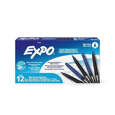 Expo
Ultra Fine
Semi-Permanent
Semi-Permanente
Water Activated Erasing
Effacement Active Par L'eau
Permanent Until Wet
Permanent Jusqu'à L'eau
Wet Erase Markers
Marqueurs Effacables a L'eau
Wet Erase Markers
Marcadores de Borrado Humedo
12 CT
12 Unidades
12 Max
12 Max
Create
Create
Create