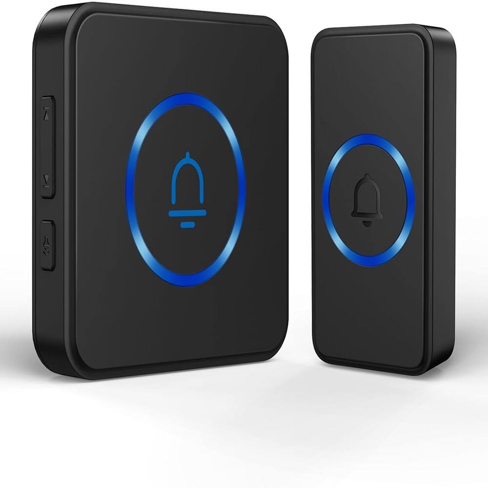 Front. Schertz - Waterproof Door Bell Kits with 32 Chimes, 5 Volume Levels, Mute, and LED - Black-1 Transmitter+1 Receiver.