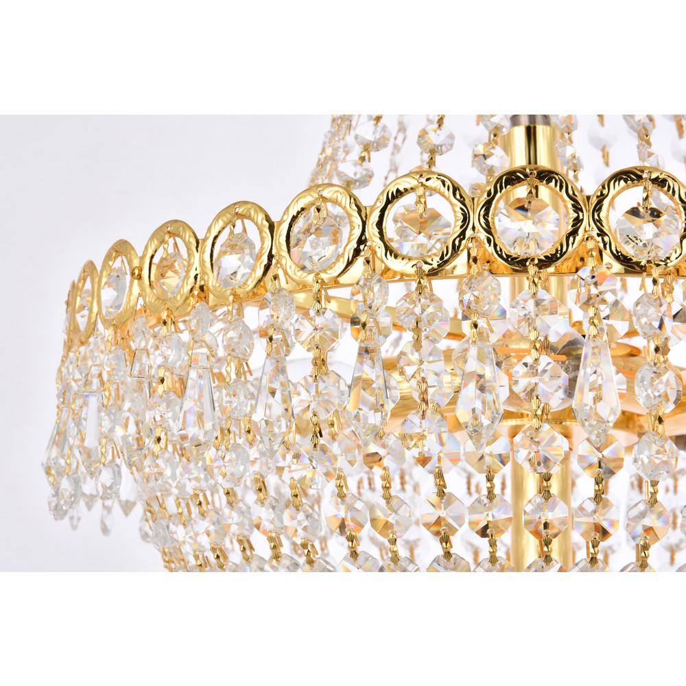 Alt View 1. Elegant Lighting - Century 8 light Gold Pendant Clear Royal Cut Crystal - Gold.
