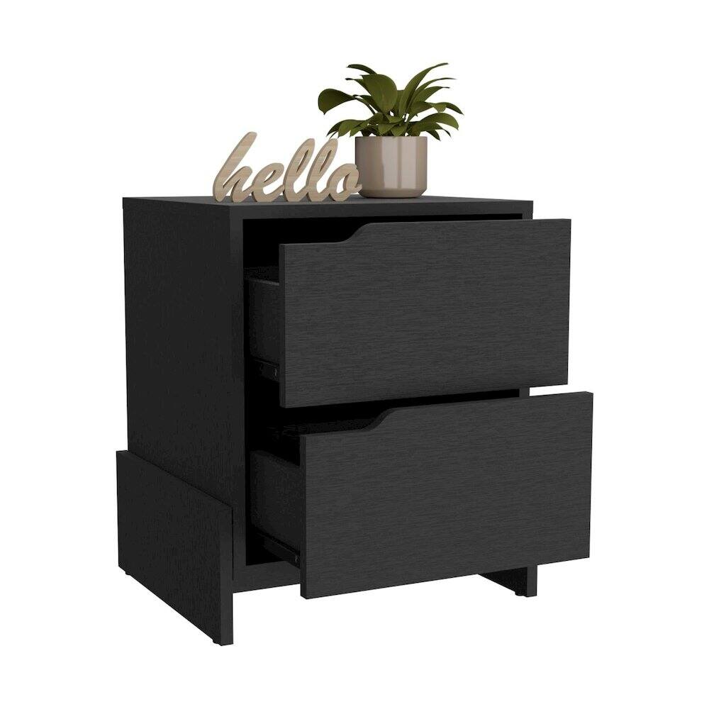 Alt View 1. TuHome - Luss Nightstand Black MDF - Black.
