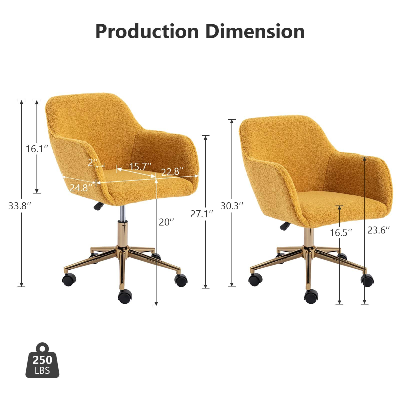 Production Dimension

- Height: 33.8"
- Width: 24.8"
- Depth: 22.8"
- Seat Height: 20"
- Armrest Height: 16.1"
- Back Height: 15.7"
- Seat Depth: 27.1"
- Overall Width: 30.3"
- Overall Depth: 23.6"
- Weight Capacity: 250 LBS