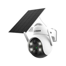 Defender - Solar Powered 4K AI Everwatch Wireless Security PTZ Camera with 3W Solar Panel, AI Detection - White