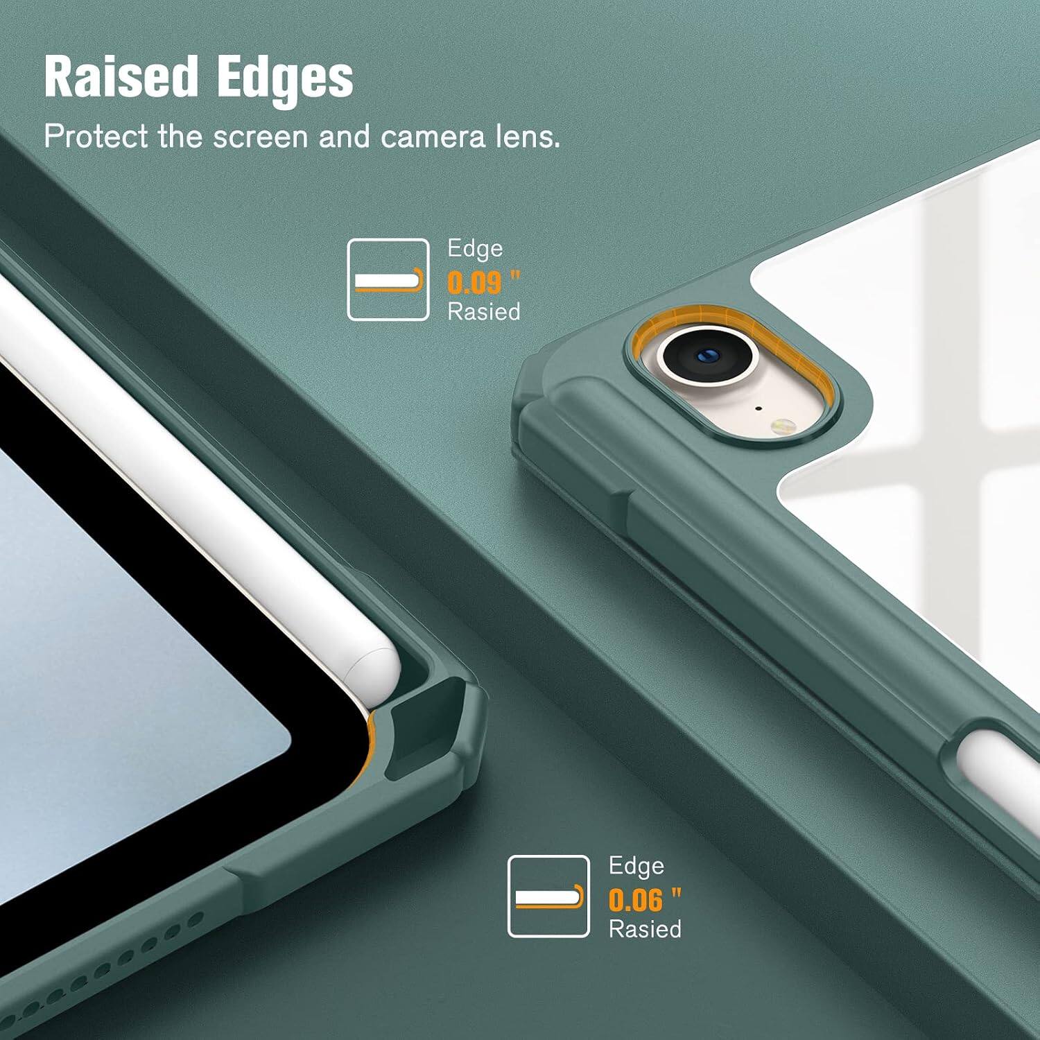 Raised Edges Protect the screen and camera lens.

Edge 0.09" Raised

Edge 0.06" Raised