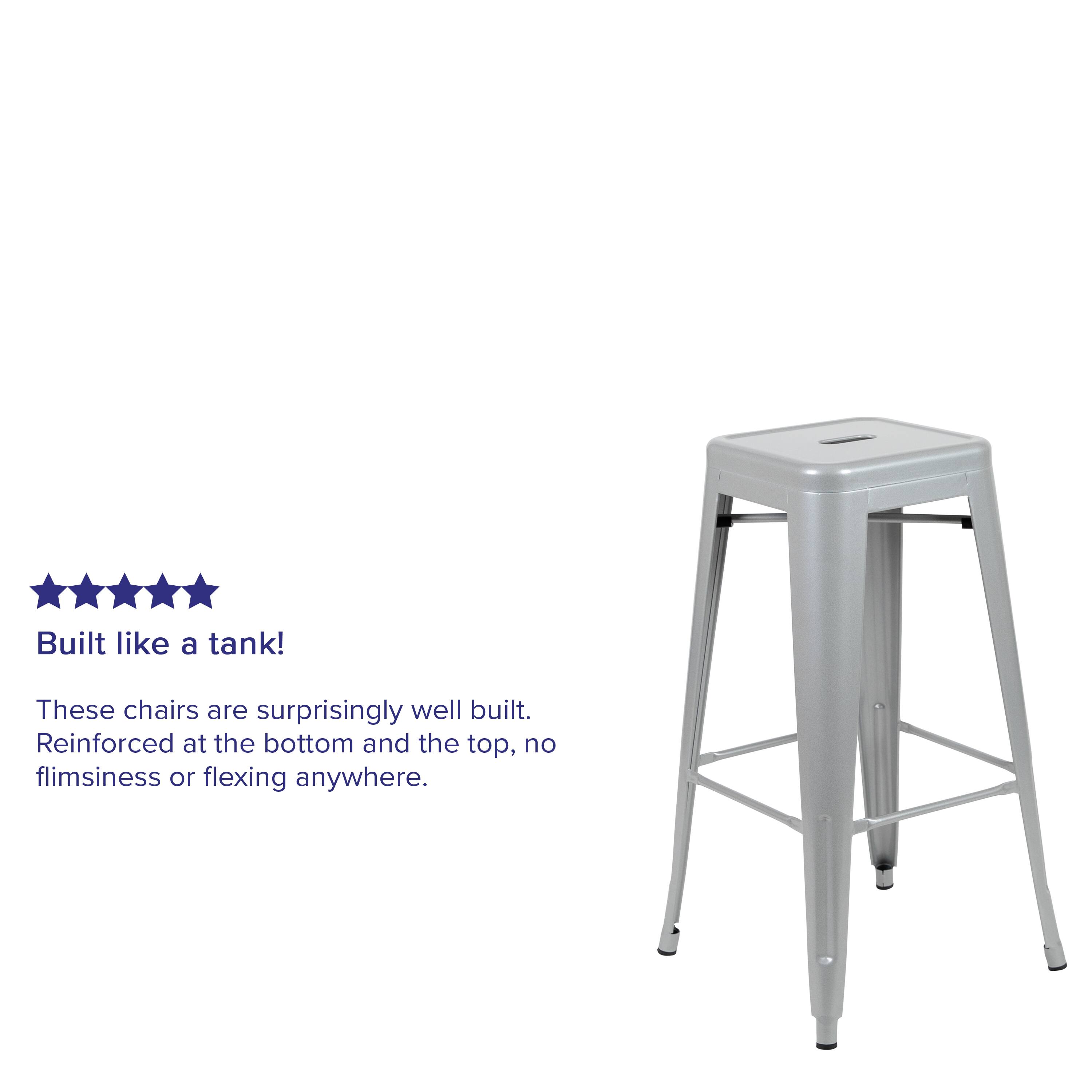 Alt View 12. Alamont Home - 30" High Metal Indoor Bar Stool - Stackable Set of 4 - Silver.