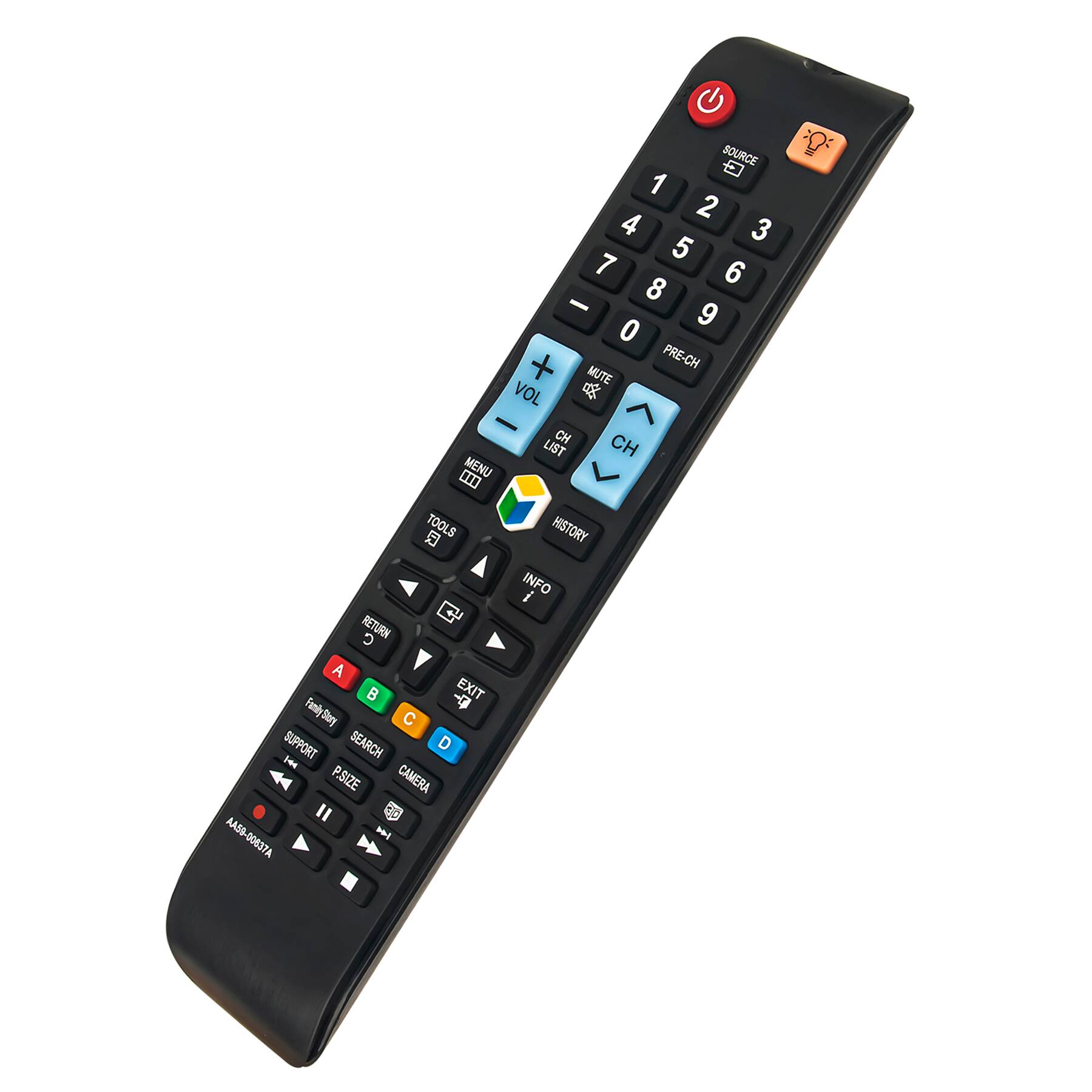 SOURCE 1 2 3 4 5 6 7 8 9 0 + PRE-CH MUTE VOL - CH CH LIST MENU TOOLS HISTORY INFO RETURN A B C EXIT FAMILY SAY SARY C SUPPORT SEARCH D P.SIZE CAMERA FAMILY SAY SARY C AA59-00637A