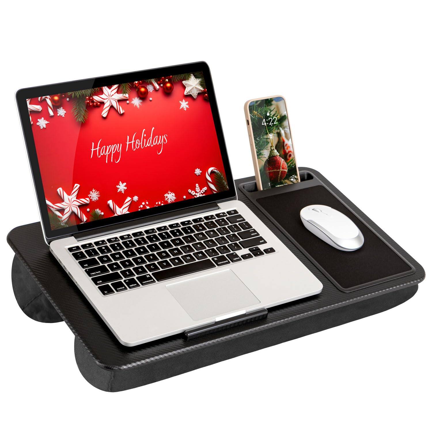 Stylel Star - LAPGEAR Home Office Pro Lap Desk with Wrist Rest, Mouse Pad, and Phone Holder - Fits up to 15.6 Inch L - Black Carbon