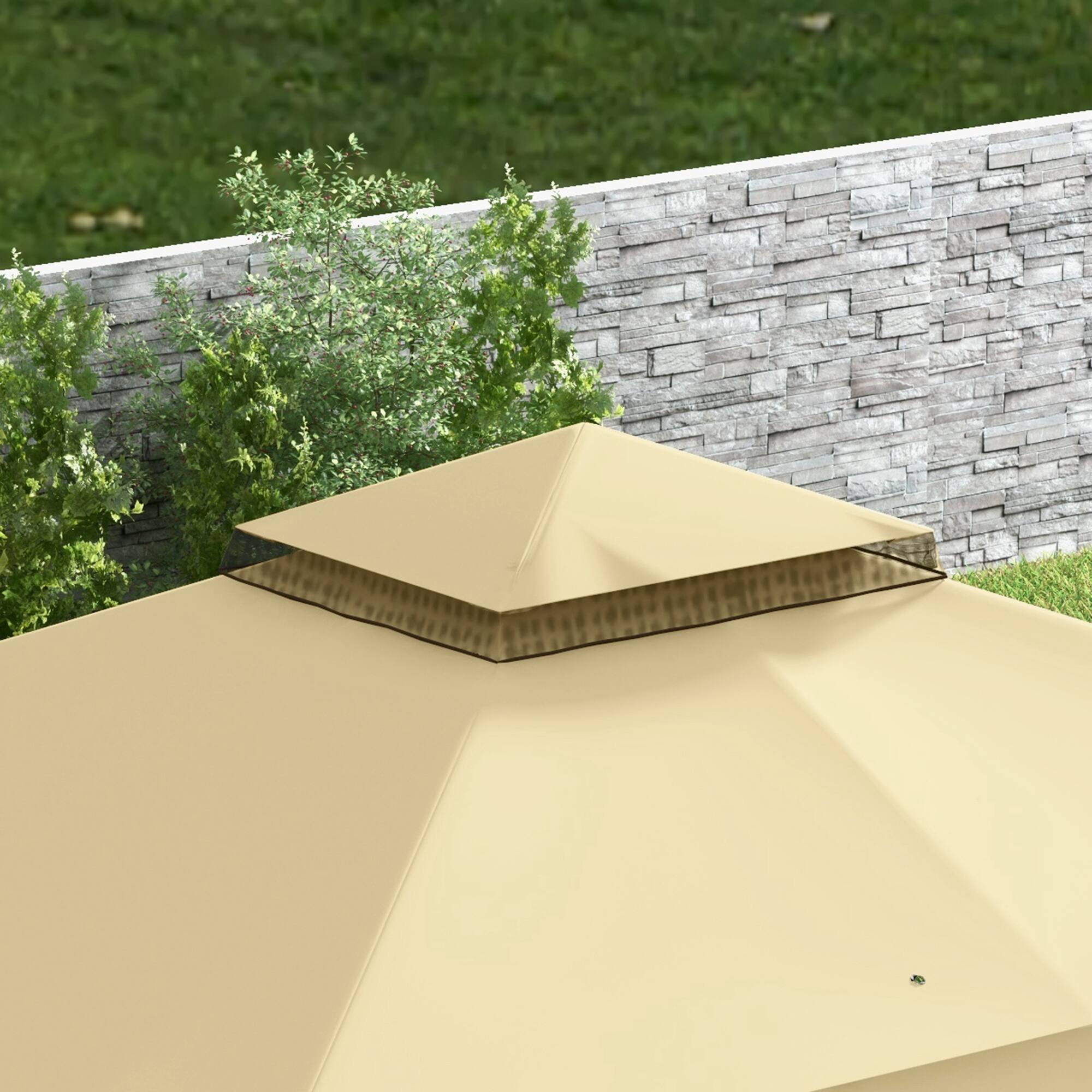 Alt View 7. Outsunny - 10' x 12' Patio Gazebo, Double Roof Outdoor Gazebo Canopy Shelter with Netting and Curtains - Beige.