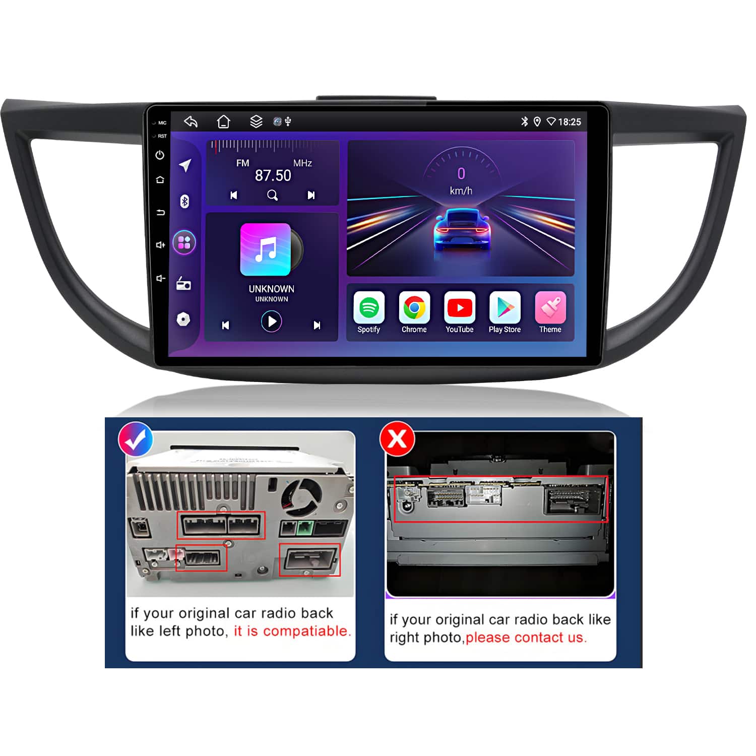 Junsun - 10" 6+128GB Android 15 carplay Car Stereo Radio GPS Navi WIFI FM BT For Honda CRV-2 2012-2016 High-end Configuration - Black