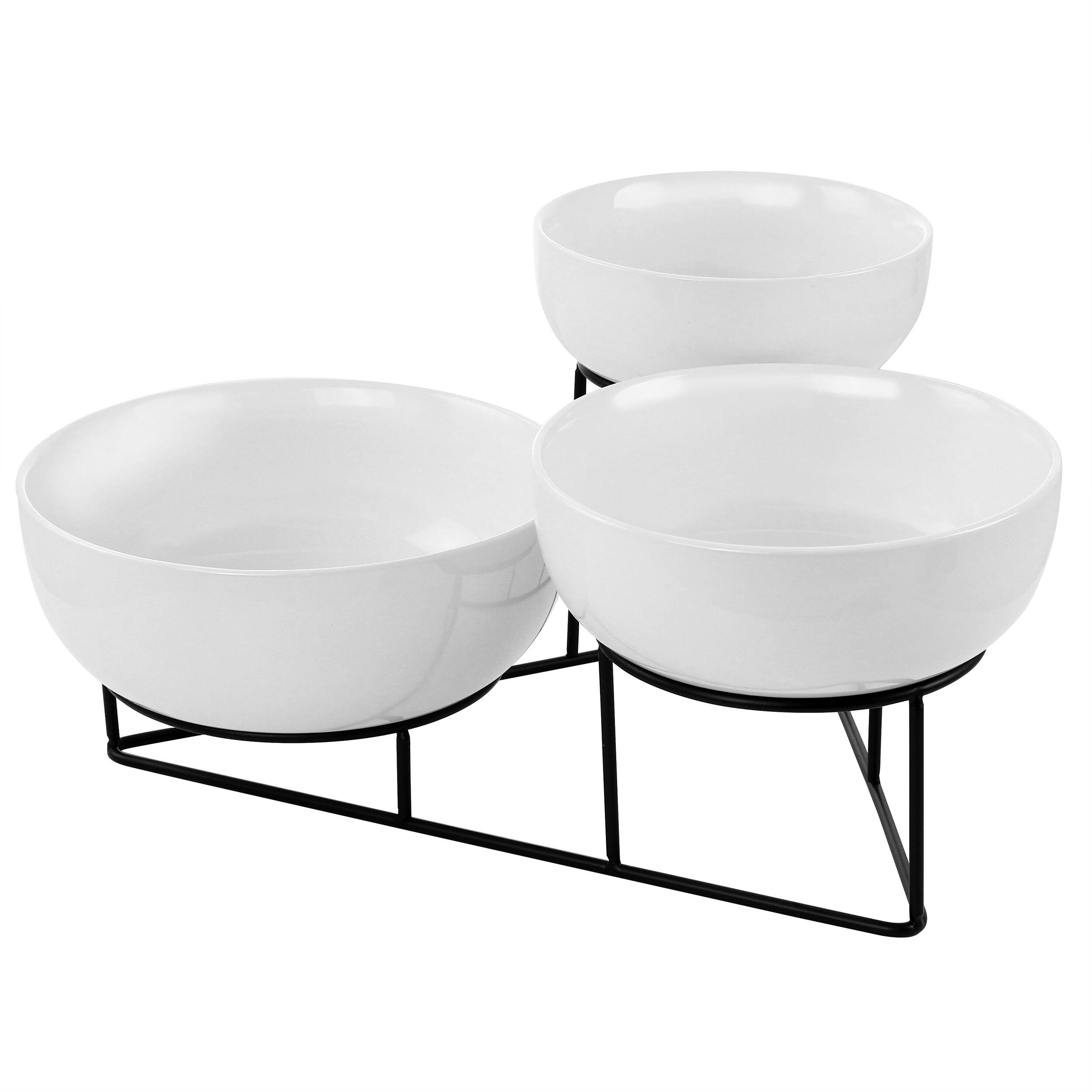 Alt View 1. Gibson - Gibson Elite 4 Piece Bowl Set with Metal Rack - White.