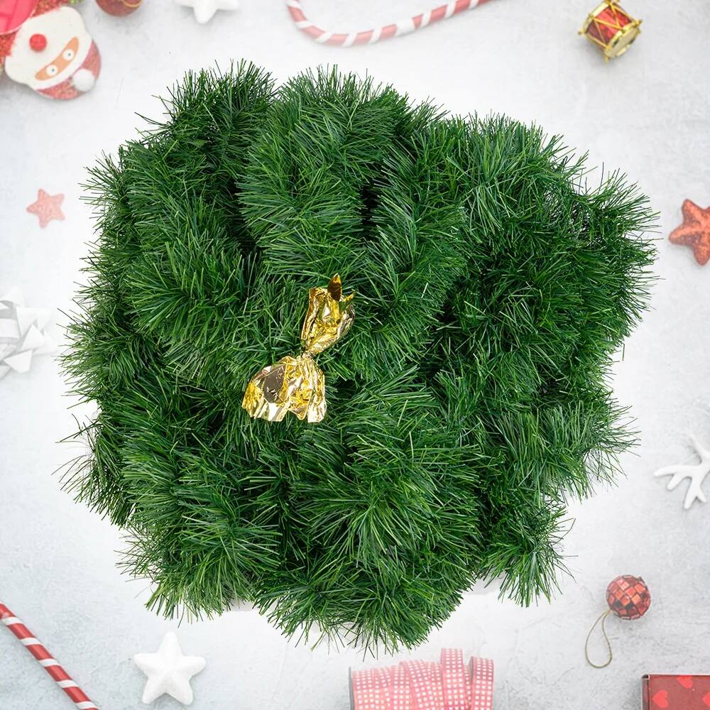 Angle. MOVSSOU - 50FT Non Lit Soft Green Unlit Artificial Greenery Garland for Christmas Decoration for Outdoor Or Indoor, Artificial Xma - Green.