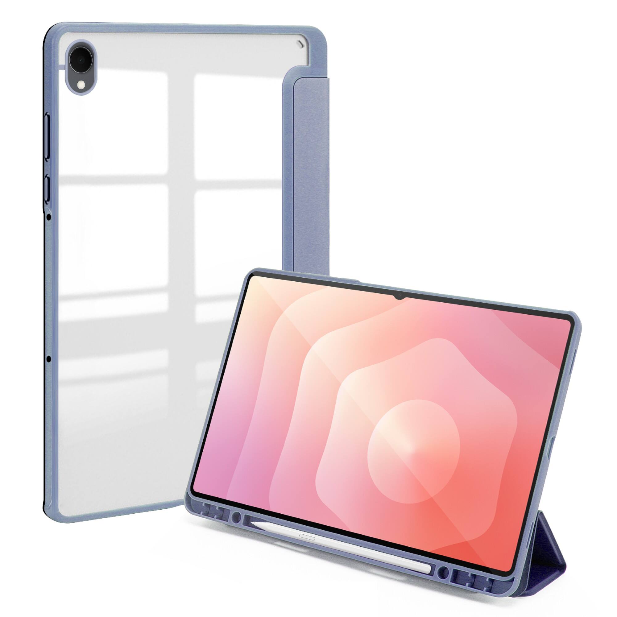 Angle. SaharaCase - Samsung Galaxy Tab S11 Folio Case | Transparent Back | Slim & Durable | Venture Series - Orchid Purple.