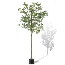 Oumilen - 5.9FT Artificial Eucalyptus Tree, 1.8m Detachable Faux Silver Dollar Eucalyptus Plant for Indoor Home Decor - Green