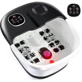 Medical King - Foot Spa Massager Collapsible with Remote Control, Pumice Stone, Heat option, Bubbles, Jets and Vibration Button - Black