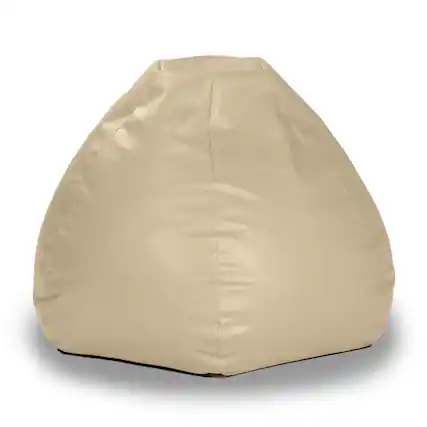 Front. Jaxx - Atrium Collection Lozia Loveseat - Large Foam Bean Bag Sofa Faux-Leather - Natural Beige - Natural Beige.