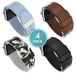 MobyFox - 4-pack Leather & Silicone Apple Watch Bands for Series 9-11, Ultra 1-8, SE - compatible with sizes from 38mm to 48mm - Multi Color