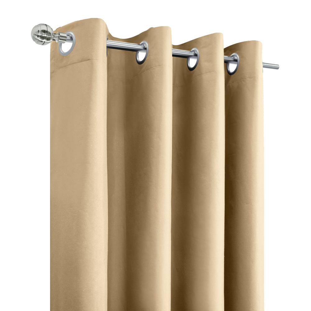 Left. Commonwealth Home Fashions - Thermaplus Alpine Blackout Premium Stylish and Functional Grommet Curtain Panel 52" x 95" Taupe - Taupe.
