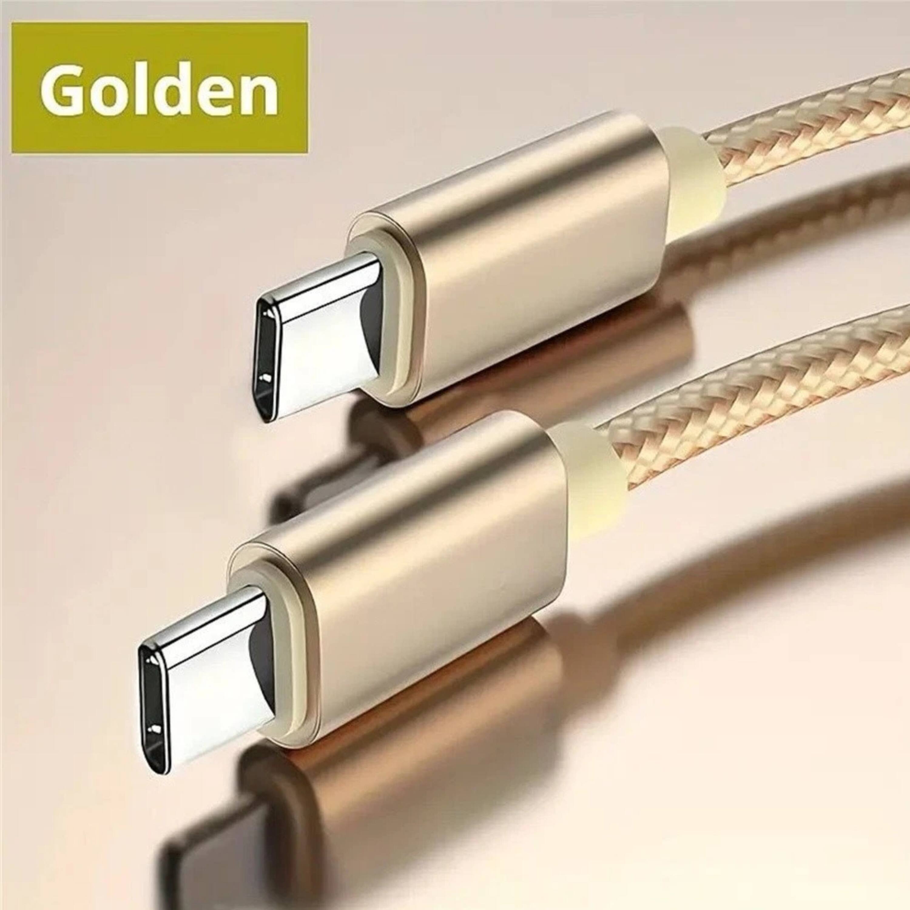 Left. Kitcheniva - Premium USB-C to USB-C Fast Charging Data Sync Charger Cable Cord 10Ft Gold - Gold.