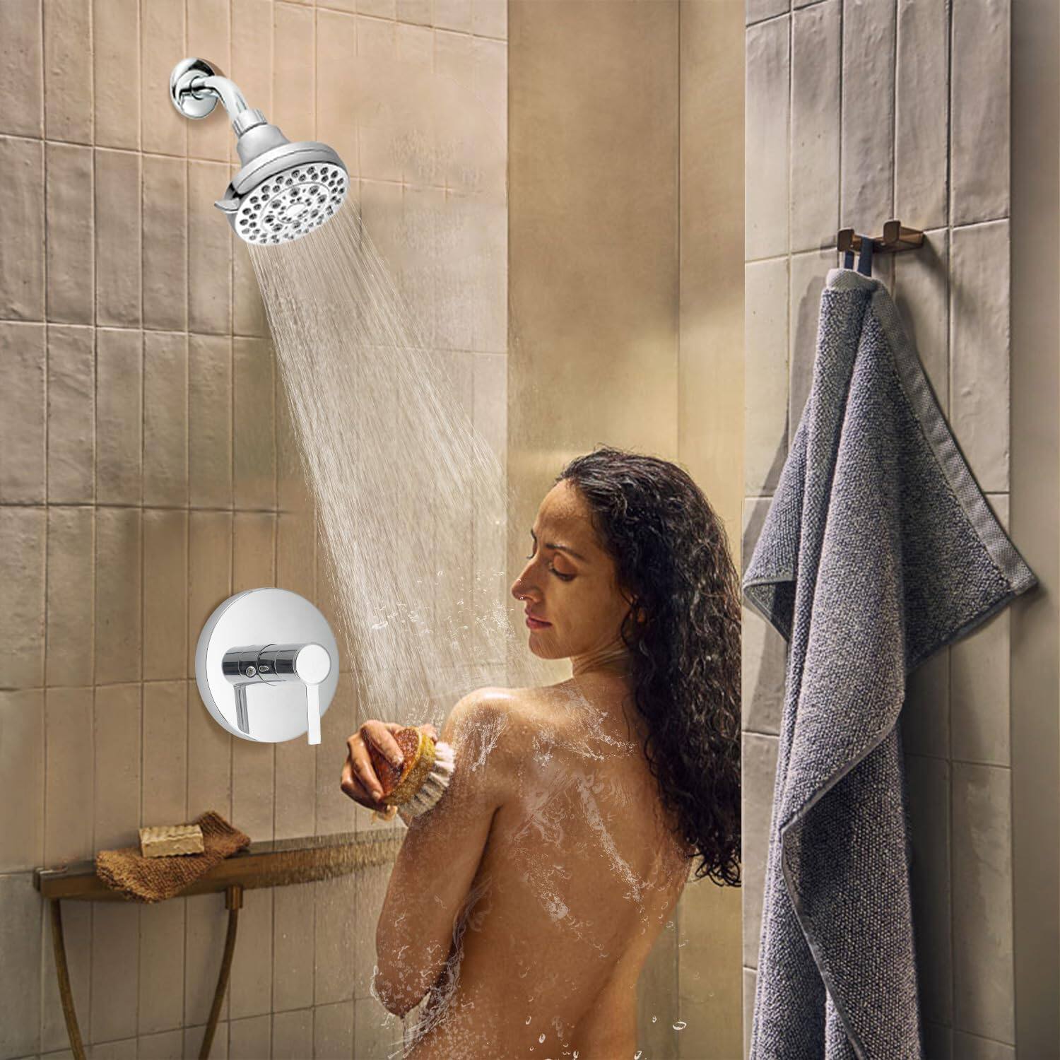 Alt View 5. Paradigms Interiors - High Presssure Shower Head Chrome Bathroom Fixed Showerhead 5 Spray Settings Showerheads For Low Water Flow... - Chrome.