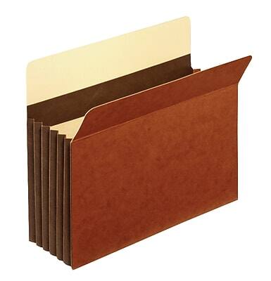 Front. Pendaflex - 10% Recycled Heavy Duty Reinforced File Pocket, 5 1/4" Expansion, Letter Size, Brown, 10/Box - Brown.