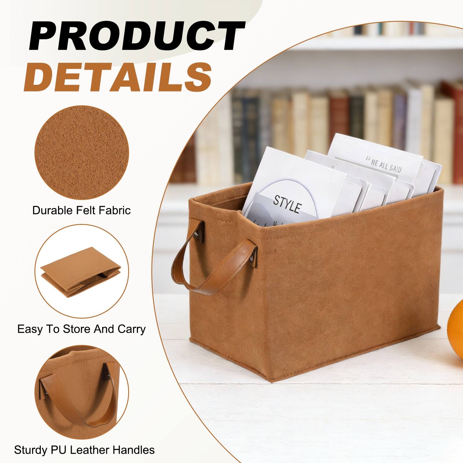 PRODUCT DETAILS

- Durable Felt Fabric
- Easy To Store And Carry
- Sturdy PU Leather Handles