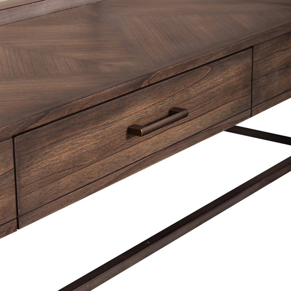 Alt View 4. Liberty Furniture Industries - Jamestown Rectangular Cocktail Table in Tobacco - Brown.