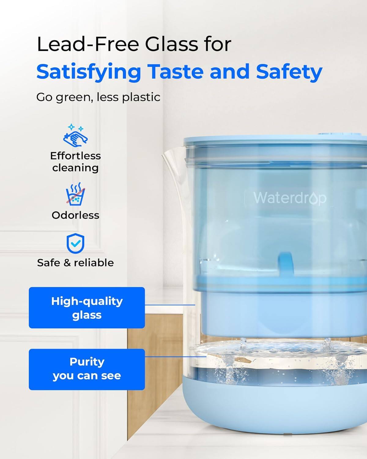Lead-Free Glass for Satisfying Taste and Safety

- Go green, less plastic
- Effortless cleaning
- Odorless
- Safe & reliable
- High-quality glass
- Purity you can see