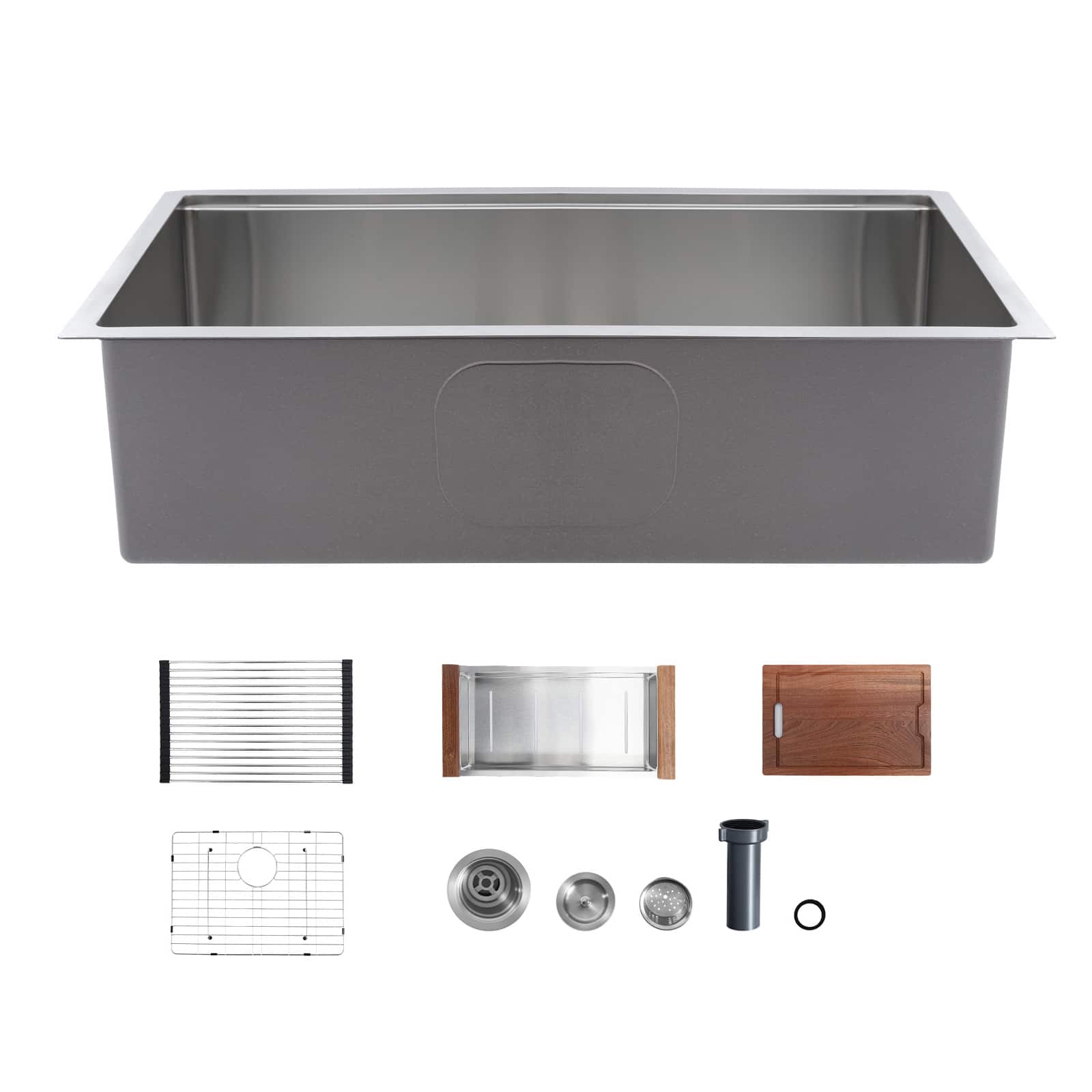 VEVOR - 33-inch Kitchen Undermount Single Bowl Sinks, Stainless Steel Drop-In Farmhouse Basin with Ledge & Accessories - Silver price history on PriceWatchPro