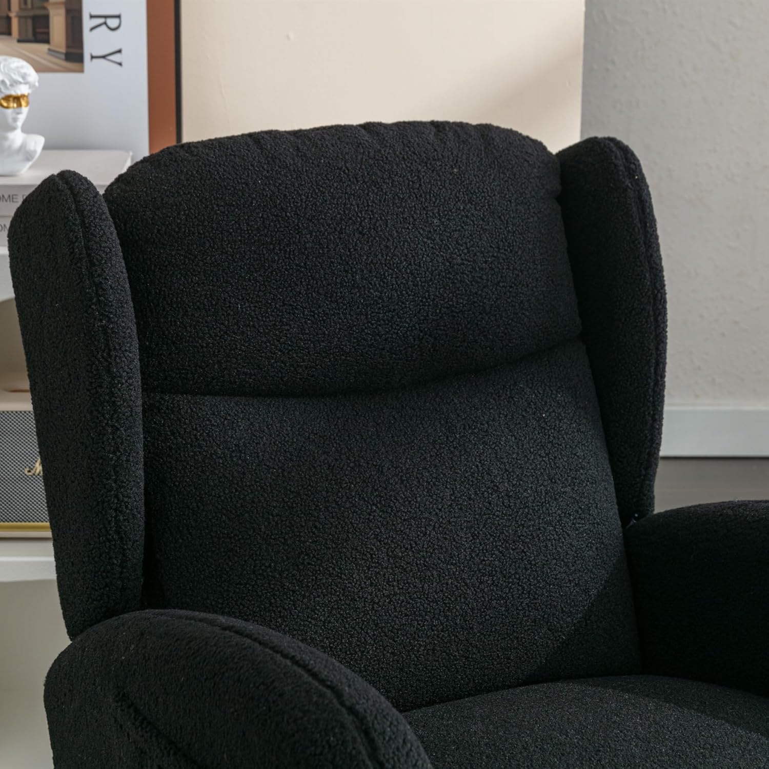 Alt View 5. Trinkets Crazed - Teddy Rocking Glider Chair for Nursery Mid Century Modern Rocking Accent Chair with Side Pockets - Black.