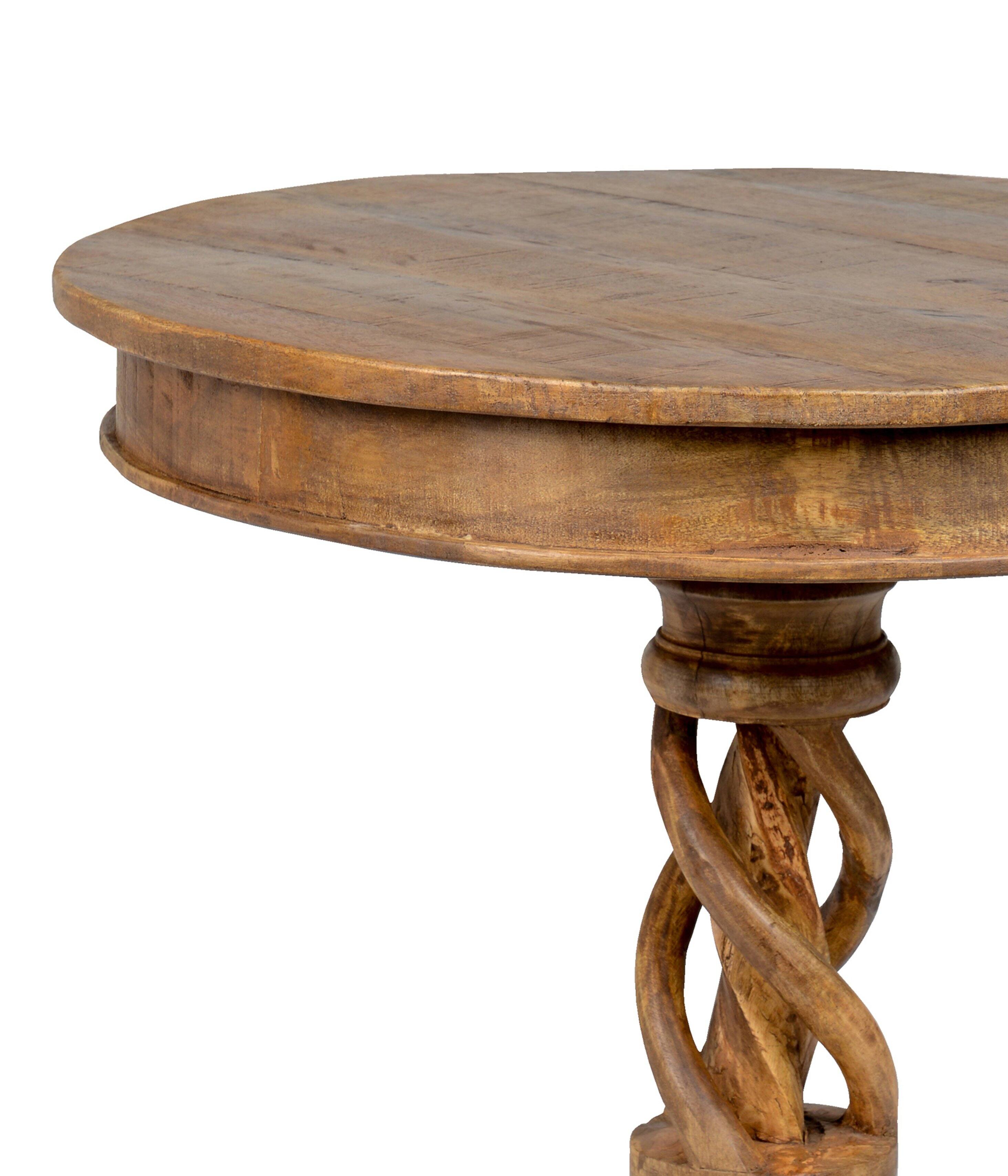 Manhattan Lane Wooden Round Table with Intricate Braided Pedestal Base ...