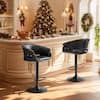 Front. KERDOM - Adjustable Height Bar Stool 2pcs, PU Leather High Dinning Chair Swivel Barstool, Airlift Tall Counter Height for Kitchen - Black.