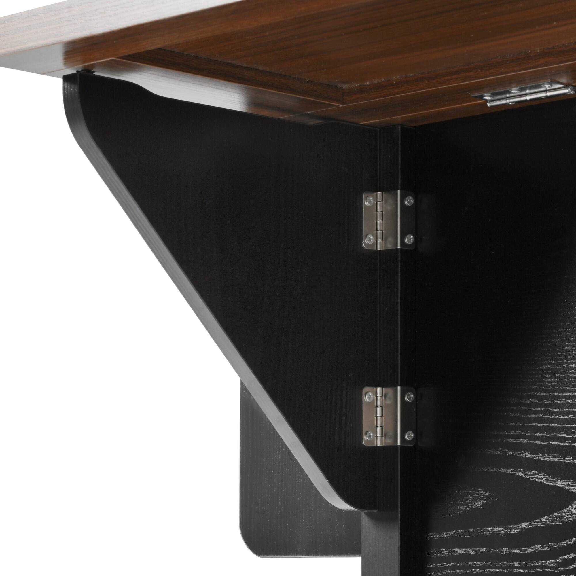 Alt View 7. ELEMENT ACE - Farmhouse Kitchen Island with Drop Leaf, Power Outlet, Storage Cart and Wheels - Black.