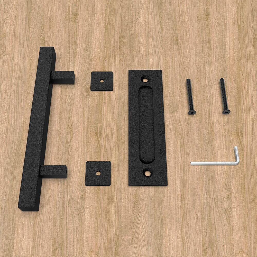 Alt View 3. Boyel Living - 10 in. Black Square Pull and Flush Sliding Barn Door Handle Set - Black.