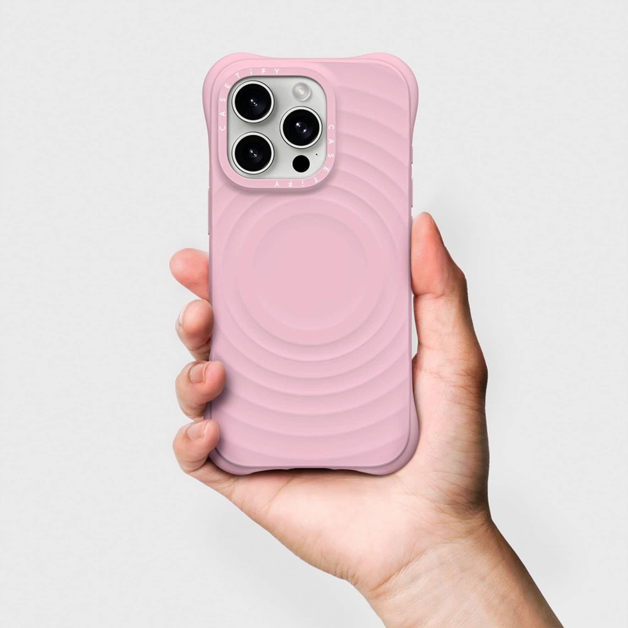 Alt View 1. CASETiFY - Essentials Ripple Case with MagSafe for Apple iPhone 16 Pro Max - Primrose.