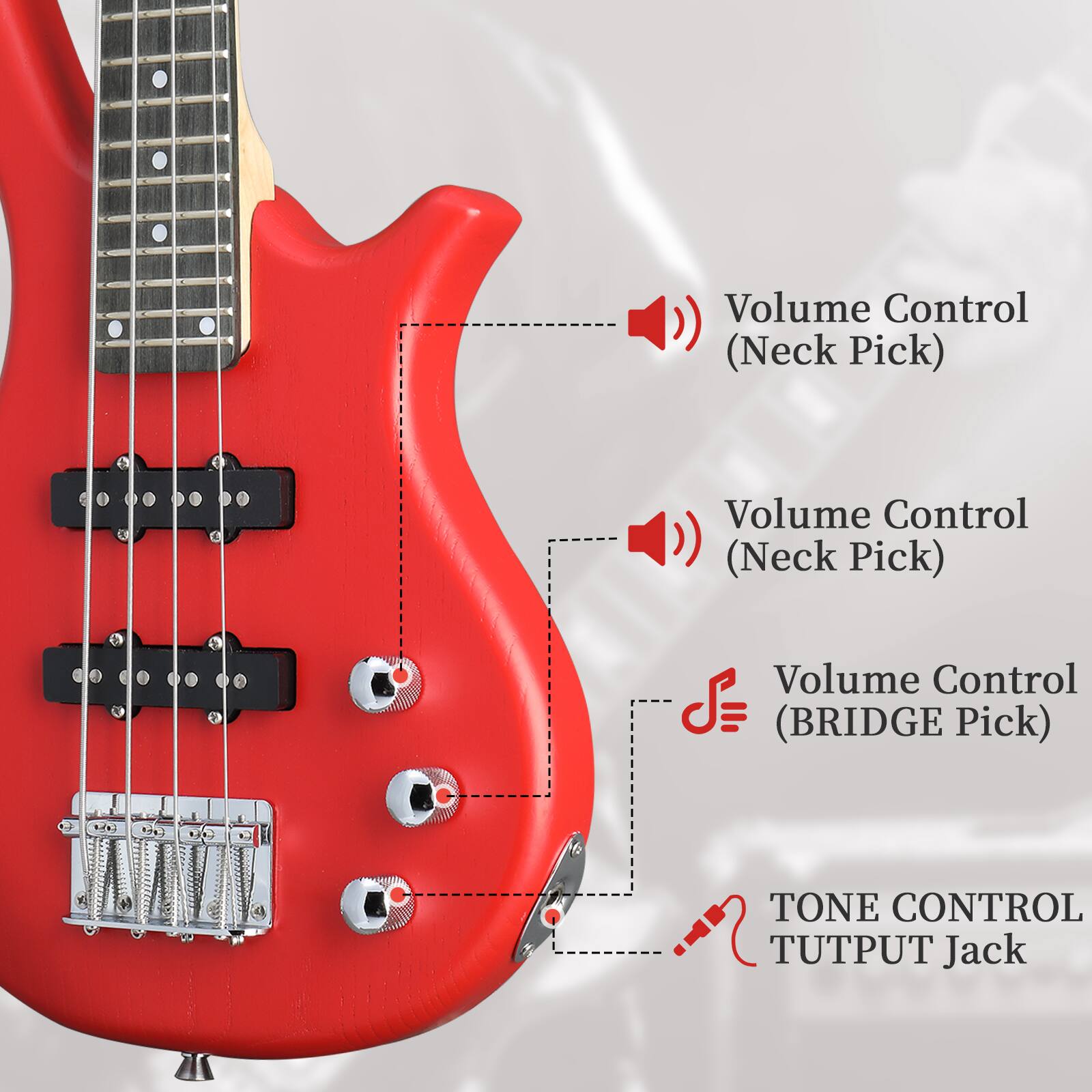 Volume Control (Neck Pick)  
Volume Control (Neck Pick)  
Volume Control (BRIDGE Pick)  
TONE CONTROL  
OUTPUT Jack