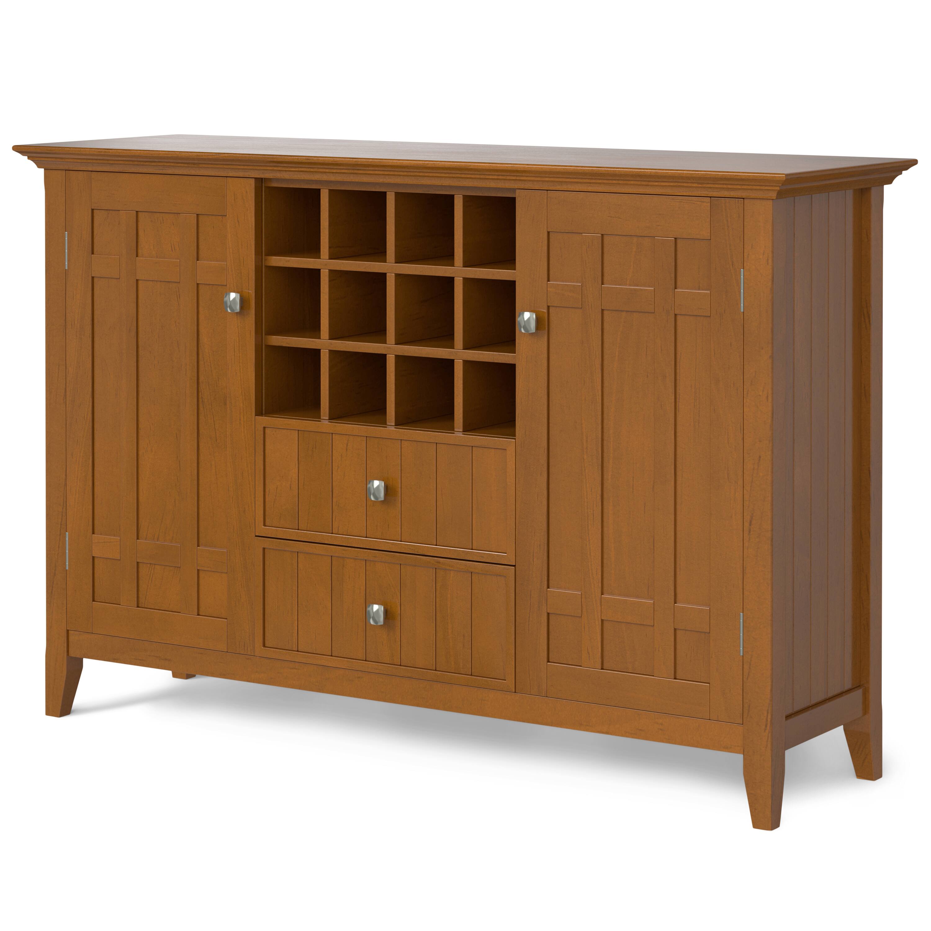 Simpli Home Bedford Sideboard Buffet and Wine Rack Light Golden Brown ...