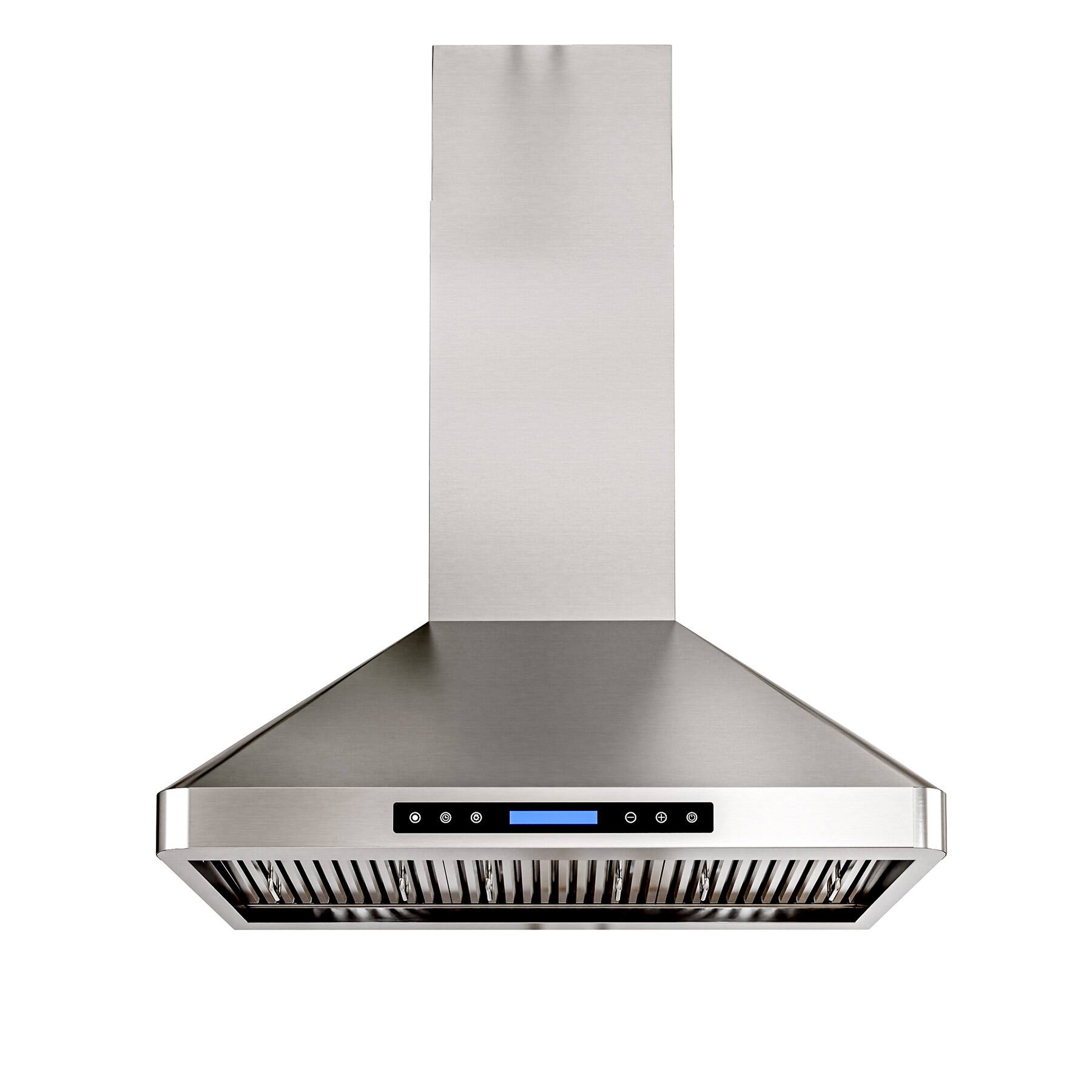 Angle. Onefly - 36 Inches - Convertible - Wall Mount Range Hood - Stainless Steel.