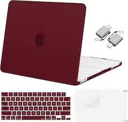 mosiso - For MacBook Neo Case 13 inch 2026 A3404 with A18 Pro Chip, Crack-Resistant Hard Shell&Keyboard Cover&Screen Film&Type C - Burgundy