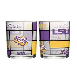 Logo Brands - LSU Tigers 12oz. Quilted Stained Two-Pack Rocks Glass Set - Multicolor