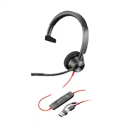 HP - Poly Blackwire 3310 USB-C Wired Monaural Headset, Microsoft Teams Certified - Black