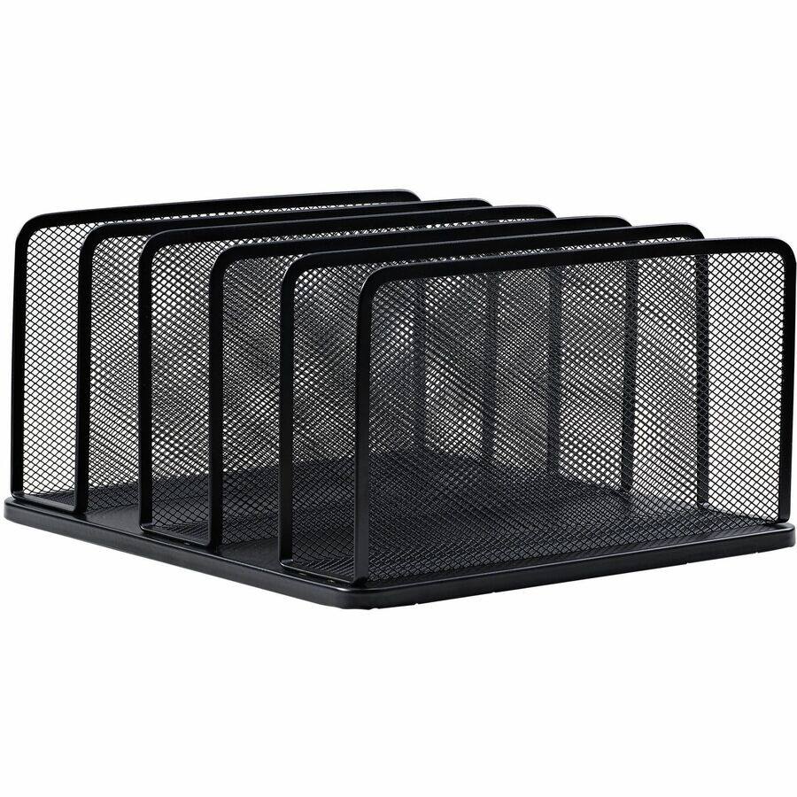 Left. Lorell - Lorell 5 Tier Letter Tray 5 Tier Vertical Side loading Sturdy Black Steel Mesh - Black.