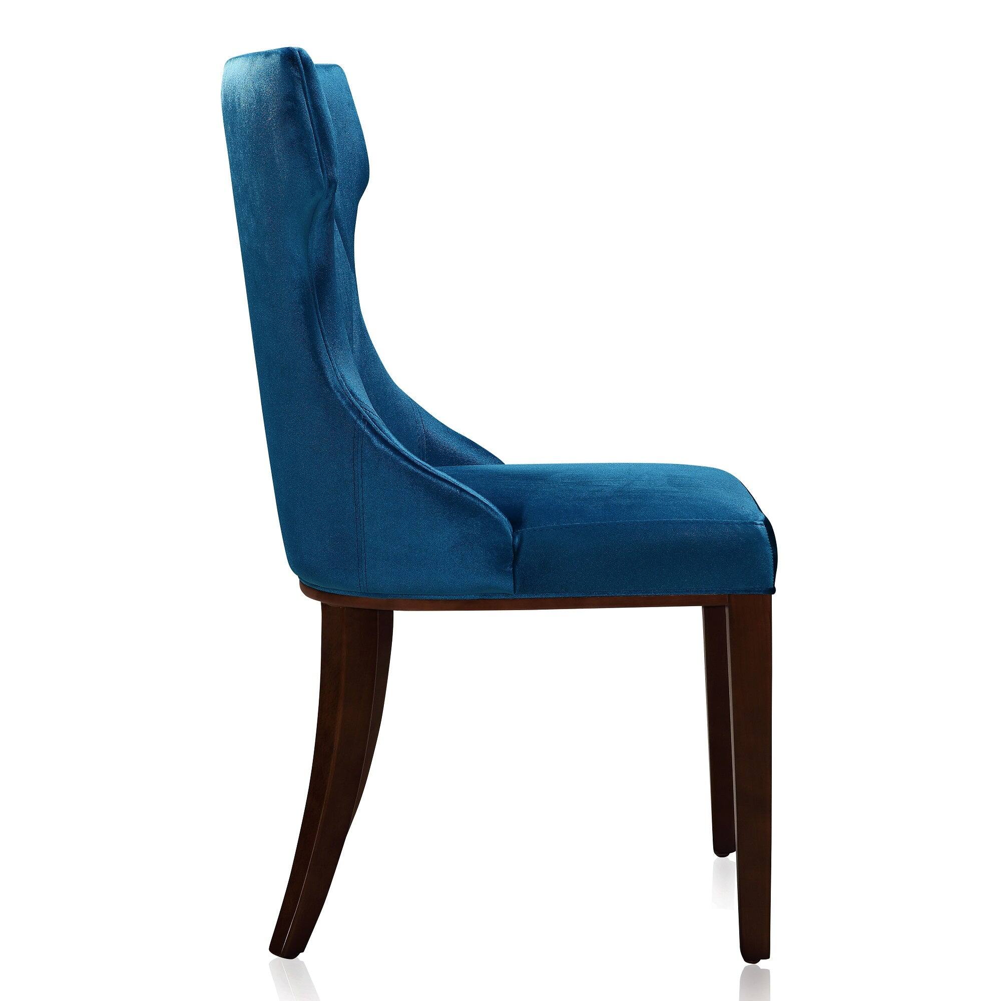 Alt View 2. Manhattan Comfort - Reine Traditional Wood Upholstered Dining Chair - Set of 2 - Cobalt Blue.