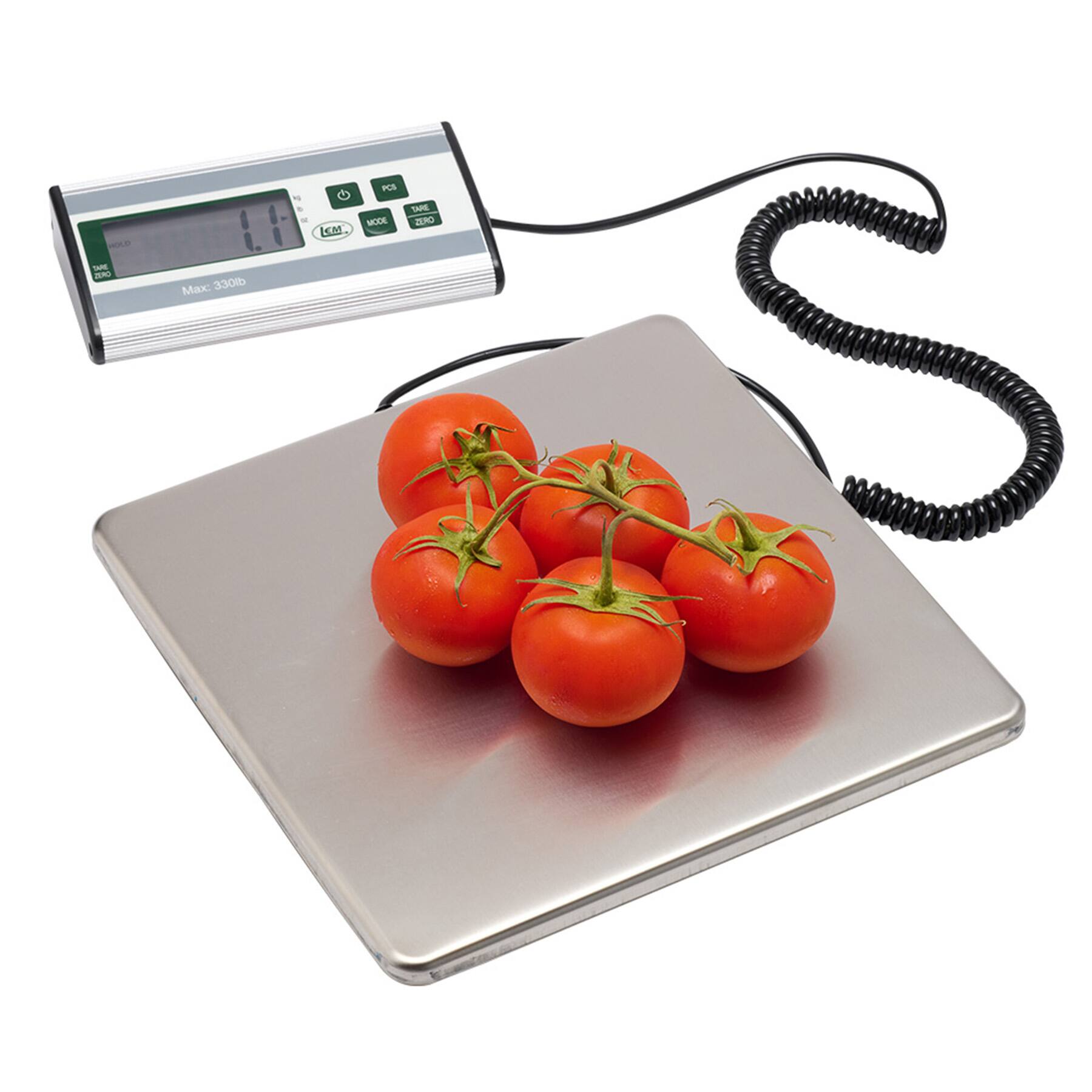 Angle. LEM Product - 330 LB. Digital Scale - Stainless Steel.