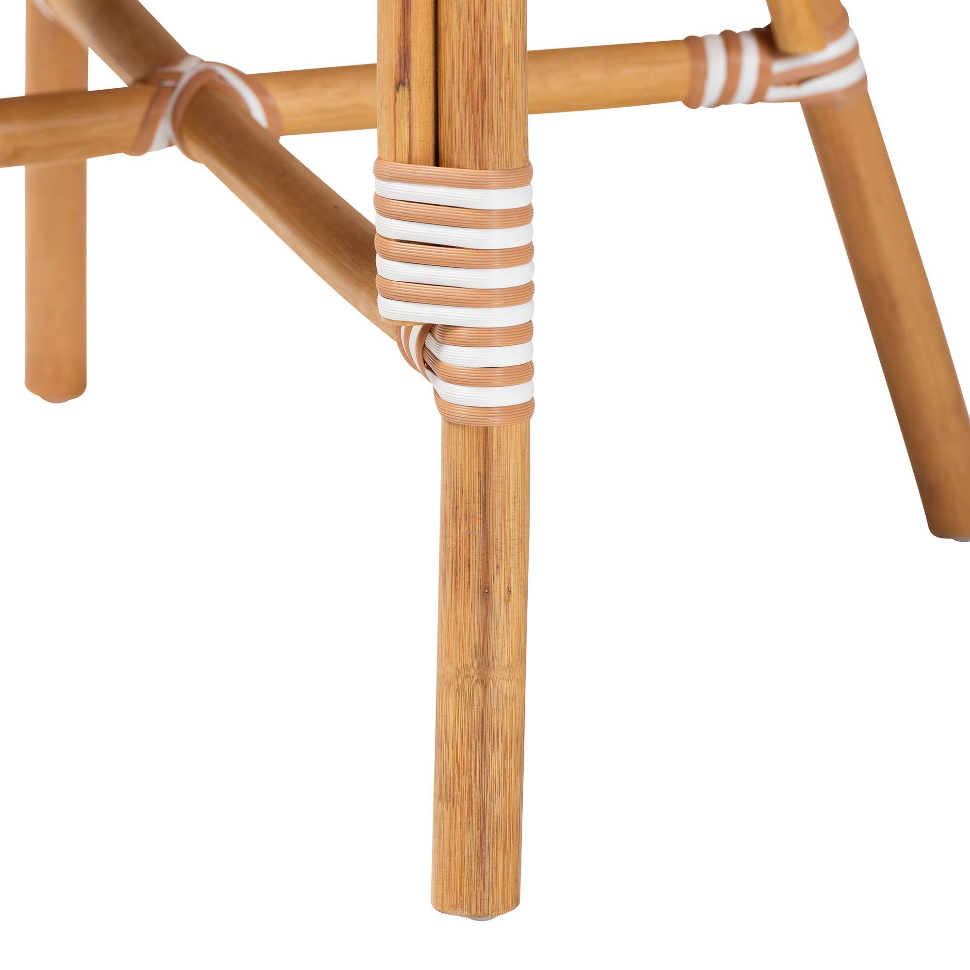 Alt View 2. bali & pari - Mattie Rattan Bistro Chair - Cafe-Style Dining Chair with Curved Arms for Indoor/Outdoor Lounge, Beige - Natural Brown/Beige/White.
