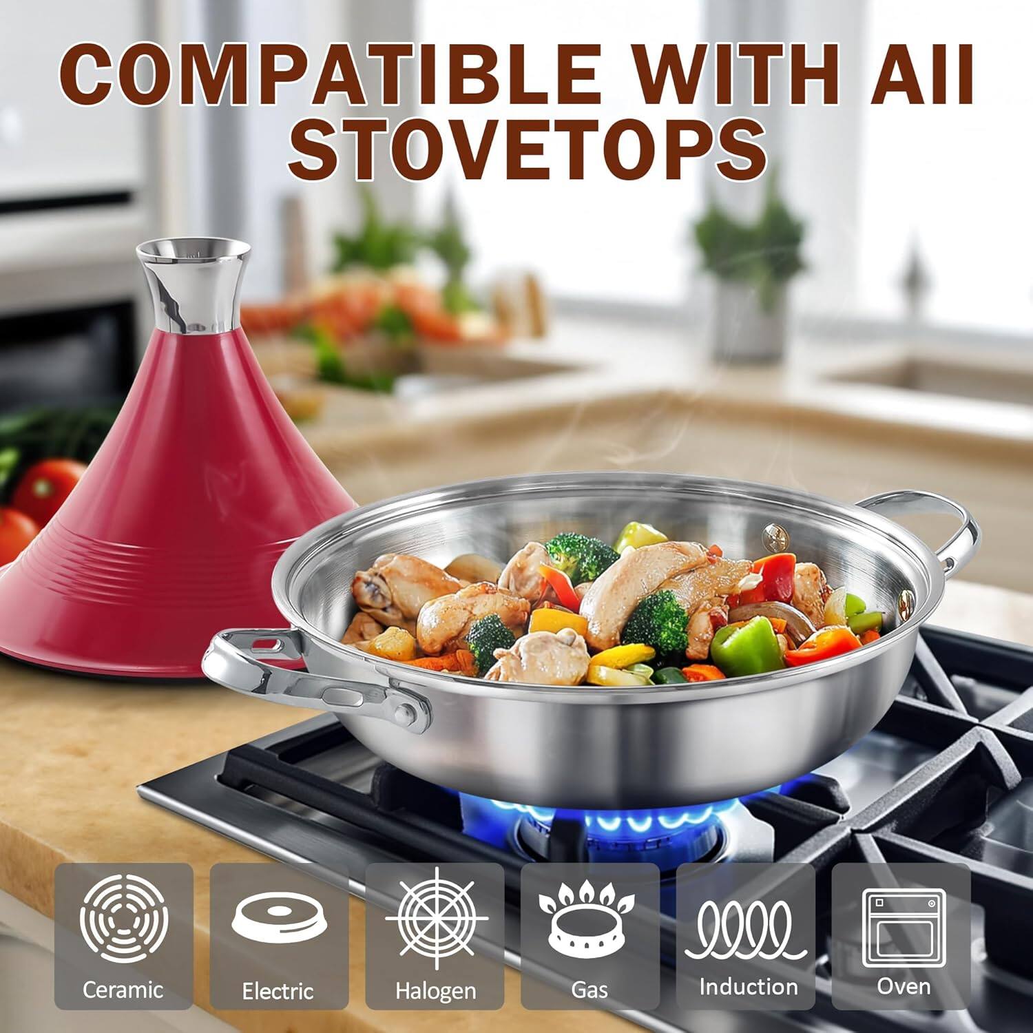 COMPATIBLE WITH ALL STOVETOPS

Ceramic
Electric
Halogen
Gas
Induction
Oven